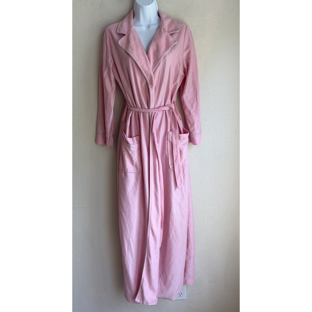 Vintage 70s 80s Pierre Cardin Pink Maxi Wrap Robe Housecoat O/S Coquette Retro